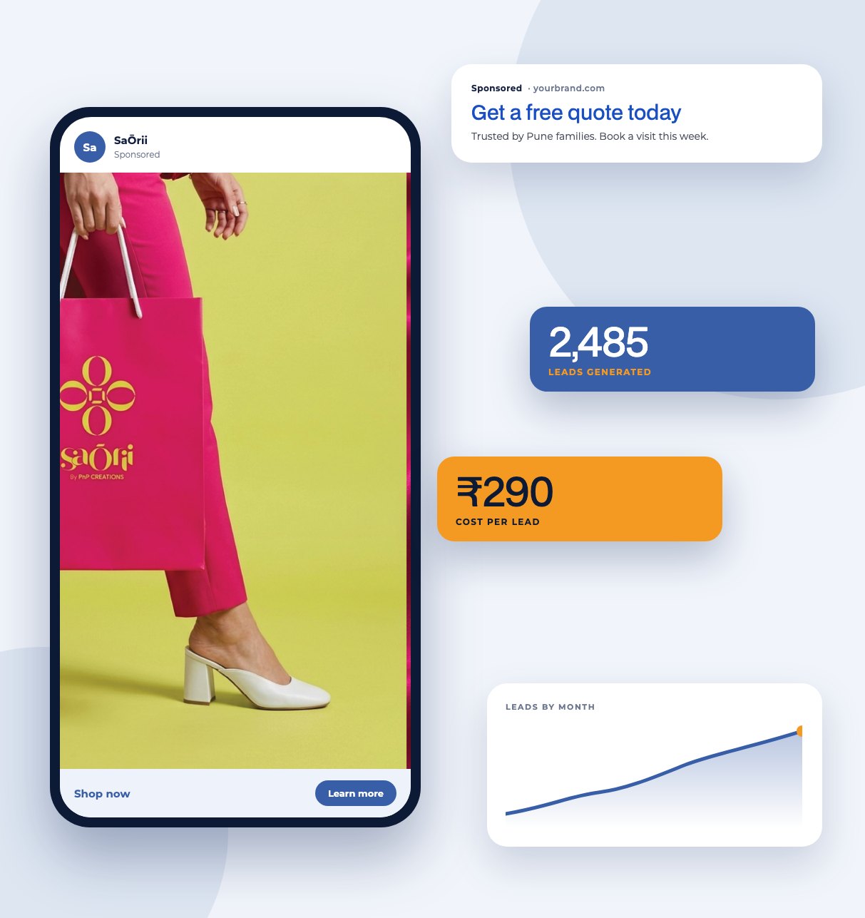 Campaign creatives designed by Sigil Advertising for Pune brands: a snack pack, a restaurant post, an outdoor learning post and a fashion bag