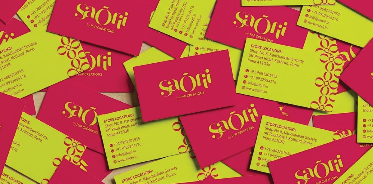 SaŌrii business cards in pink and lime, designed by Sigil Advertising