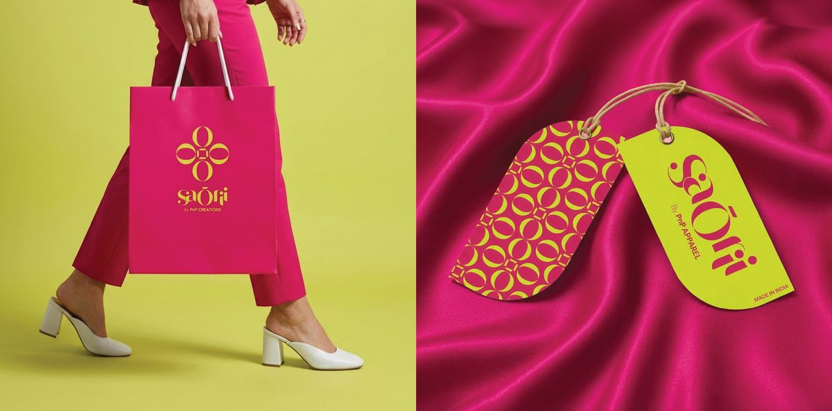 SaŌrii logo on a shopping bag and hang tag